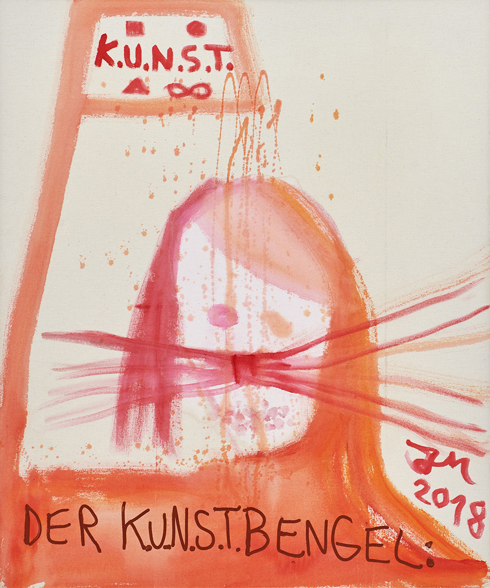 Jonathan Meese, „CHEF DE KUNST“ SAGT: KUNST IST DE CHEF!“, Acryl auf Nesse, 120,5 x 100,3 x 3,3 cm, 2017 © Photography Jan Bauer . Net | Courtesy Jonathan Meese . Com © Jonathan Meese /VG Bild-Kunst, Bonn 2018