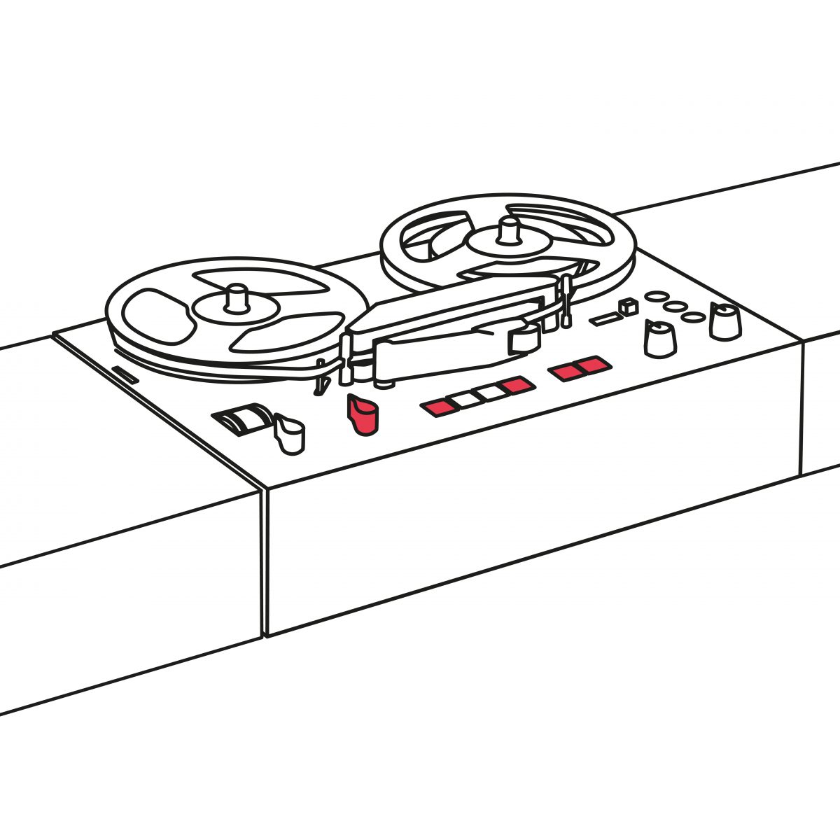 Dieter Rams: Tonbandgerät TG 502/504, 1964, Braun AG, Kronberg/Taunus, Illustration: Carla Nagel