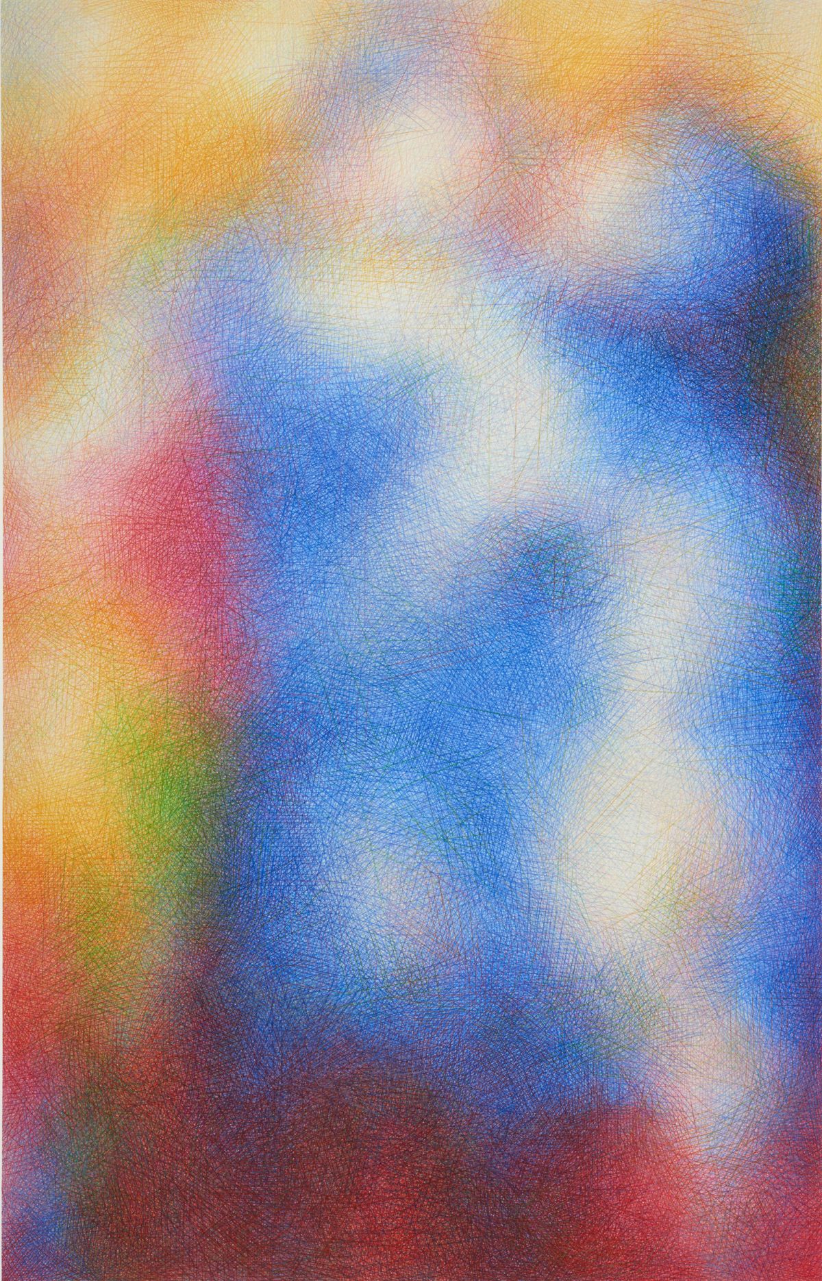 Slawomir Elsner, Der Turm der blauen Pferde (nach Franz Marc, 1913), 2016, Farbstift auf Papier, 2000 x 1300 mm © Staatliche Graphische Sammlung München