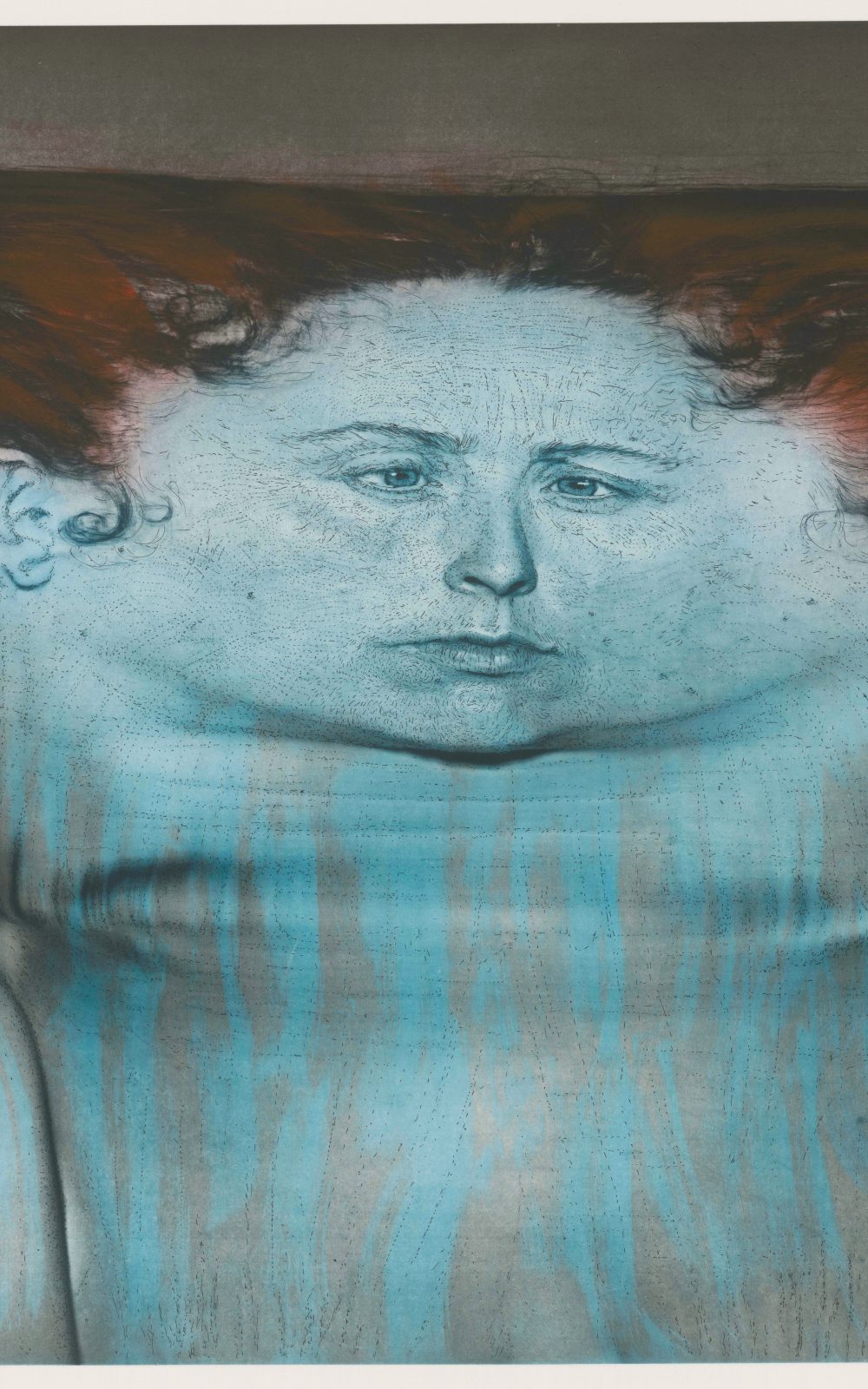 Kiki Smith, My Blue Lake, 1995, Photogravüre und Lithographie auf En Tout Cas-Papier, 1110 x 1391 mm, Staatliche Graphische Sammlung München, Schenkung der Künstlerin © Kiki Smith, courtesy Pace Gallery