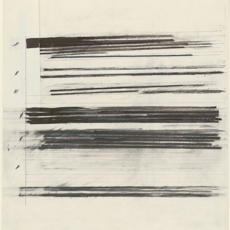 Michael Heizer, *1944  Untitled, um 1968 Tusche, Graphit und Kugelschreiber auf teilweise doubliertem und collagiertem weißen dünnen Karton, 497 x 478 mm,  Inv.-Nr. WAF Slg. PF 57 © Staatliche Graphische Sammlung München