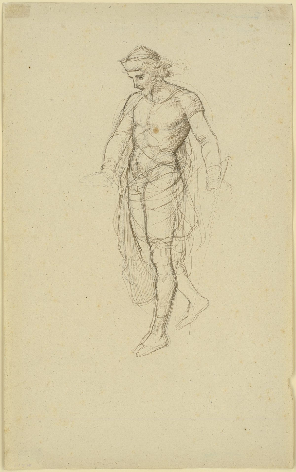 Moritz von Schwind, Kompositionsstudien zu David (David und Abigail), um 1830, Feder in Braun über Bleistift, 340 x 210 mm Blattmaß © Staatliche Graphische Sammlung München