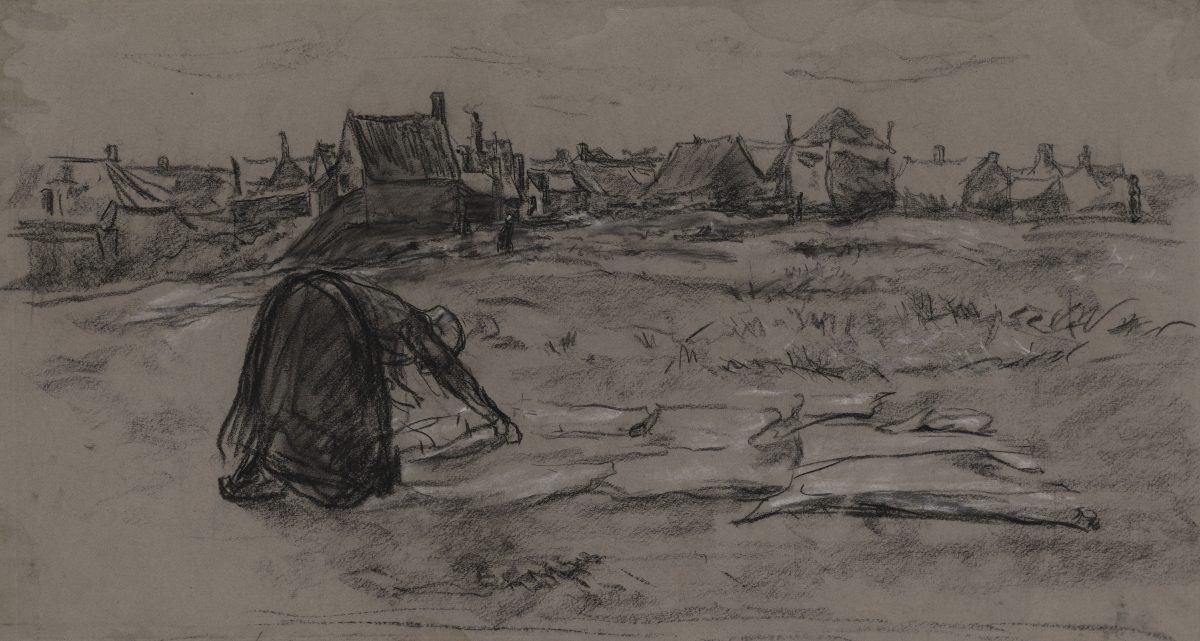 Max Liebermann, 1847 - 1935 35423 Z Die Bleiche, um 1889 Schwarze Kreide, weiß gehöht 268 x 493 mm Blattmaß © Staatliche Graphische Sammlung München