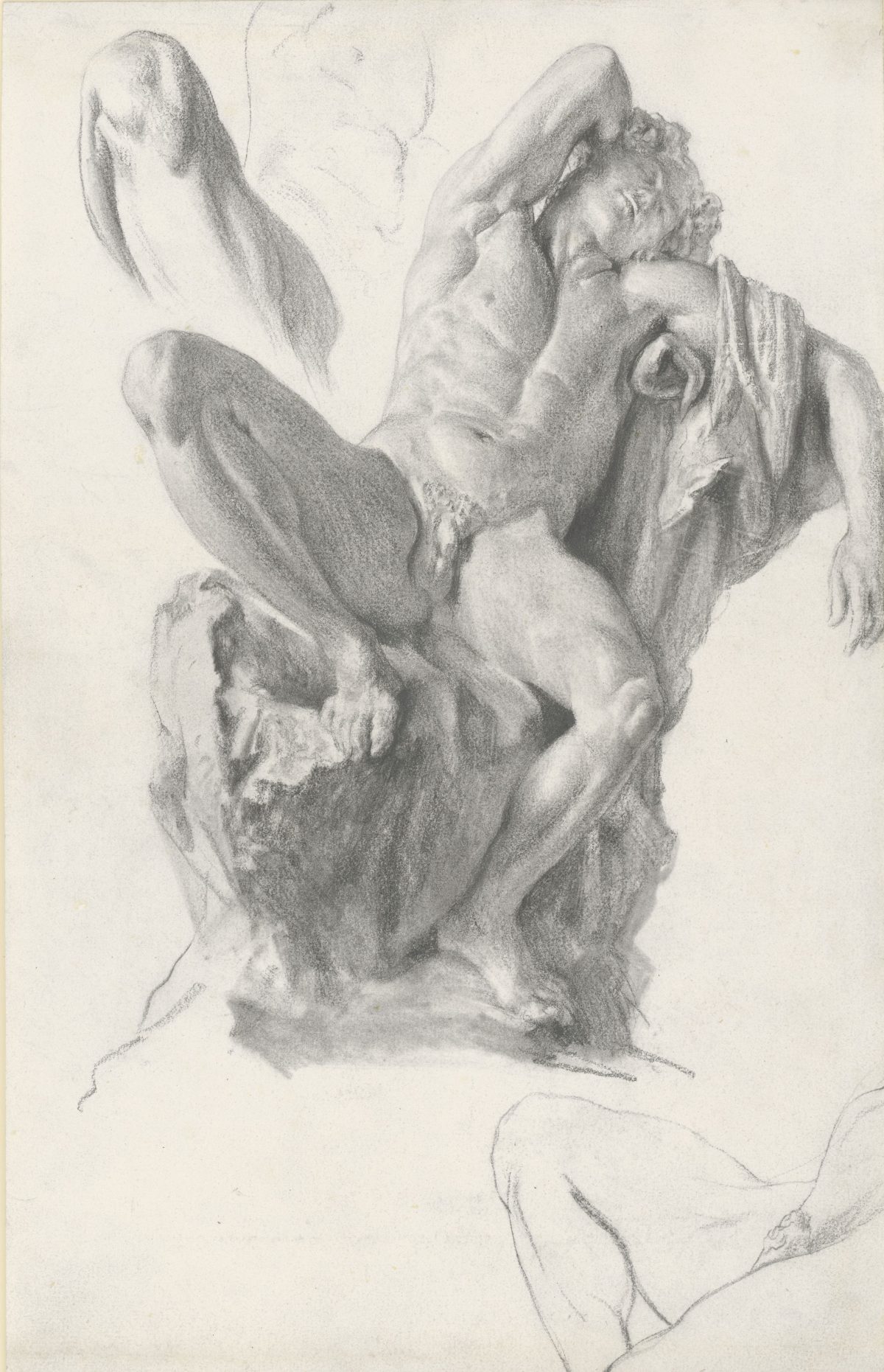 Adolph von Menzel, Der Barberinische Faun, 1874, Bleistift, 400 x 250 mm Blattmaß © Staatliche Graphische Sammlung München