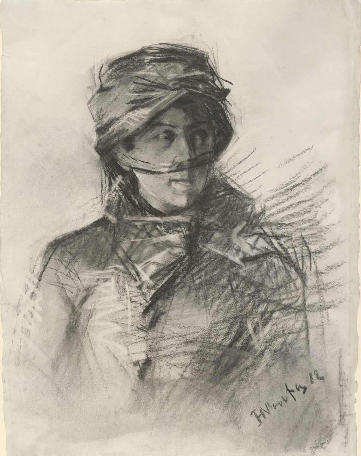 Henri de Toulouse-Lautrec, Portrait der Comtesse Émilie de Toulouse-Lautrec, 1882, Kohle, 630 x 478 mm Blattmaß © Staatliche Graphische Sammlung München