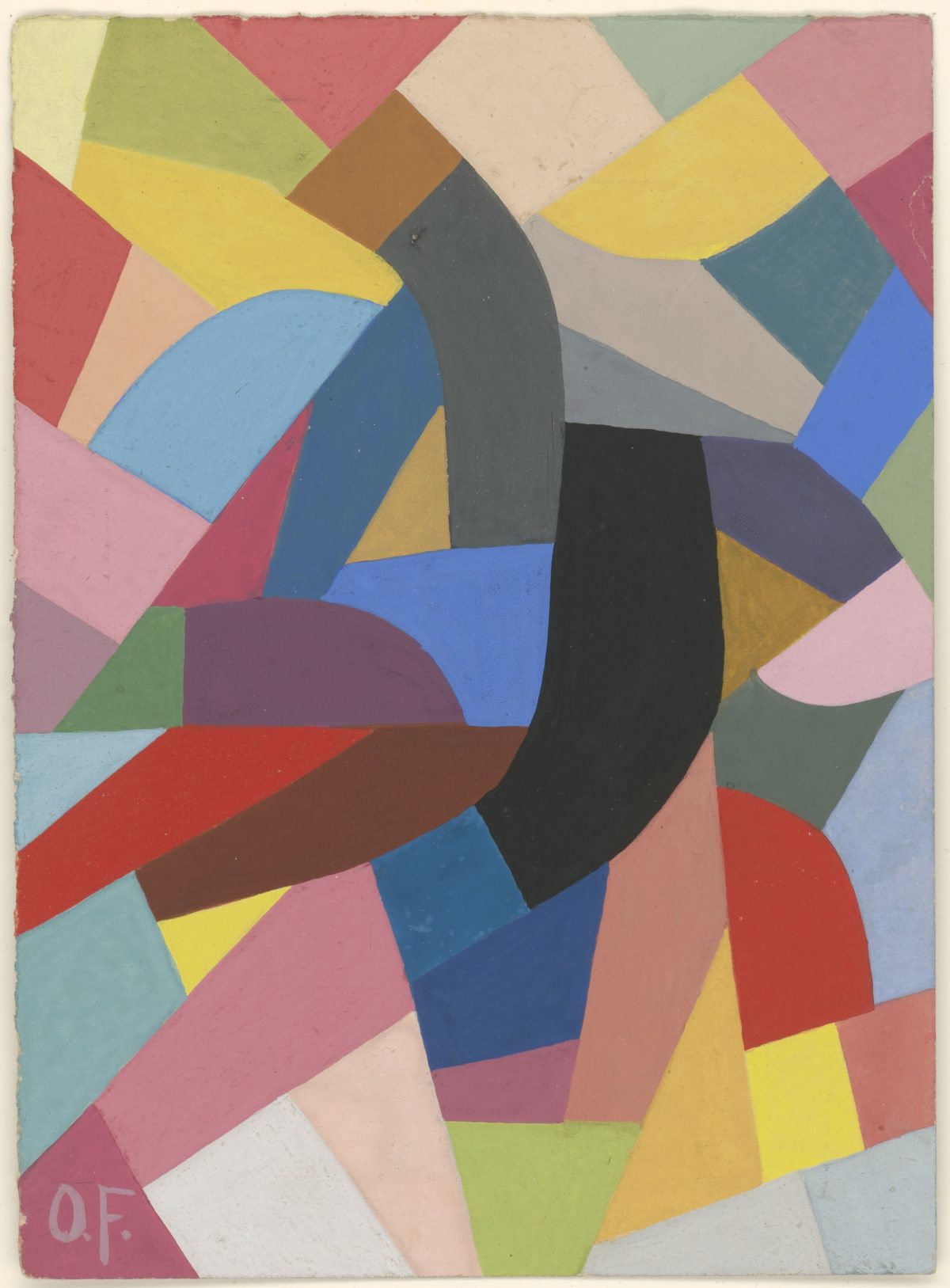 Otto Freundlich, Composition autour de deux plans noir et gris, 1942, Gouache, 169 x 122 mm © Staatliche Graphische Sammlung München