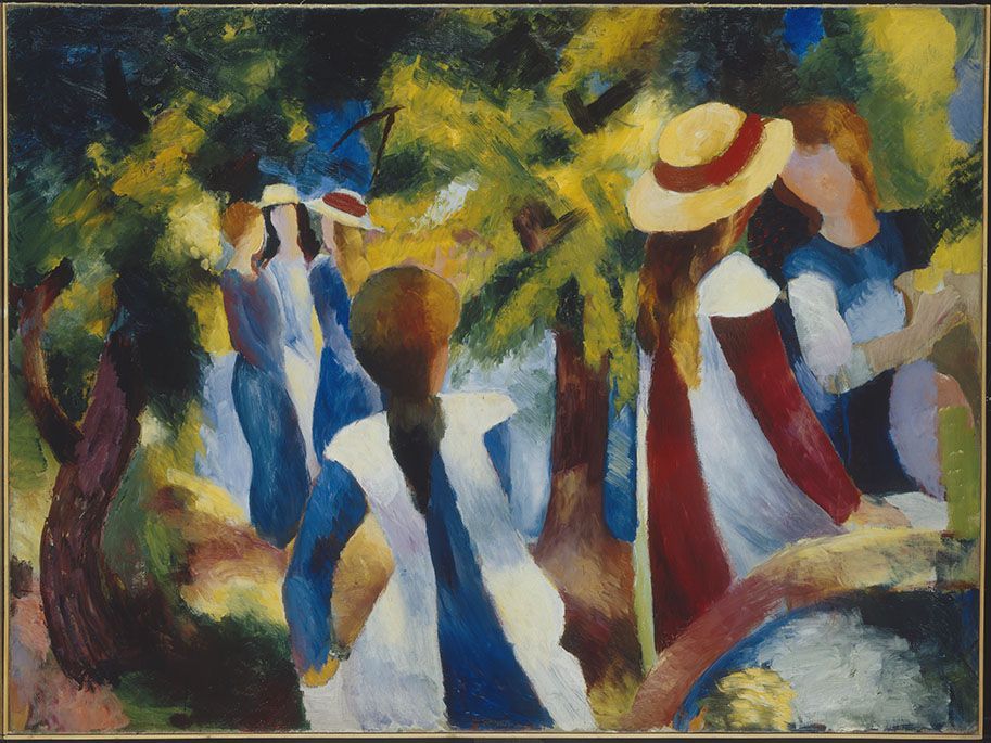 August Macke, Mädchen unter Bäumen, 1914