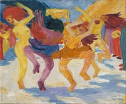 Emil Nolde, Tanz um das goldene Kalb (Dance Around the Golden Calf), 1910, 87,5 x 105 cm; Bavarian State Painting - Collections Sammlung Moderne Kunst in the Pinakothek der Moderne Munich Photo: Bavarian State Painting Collections, Sibylle Forster © Stiftung Seebüll Ada und Emil Nolde