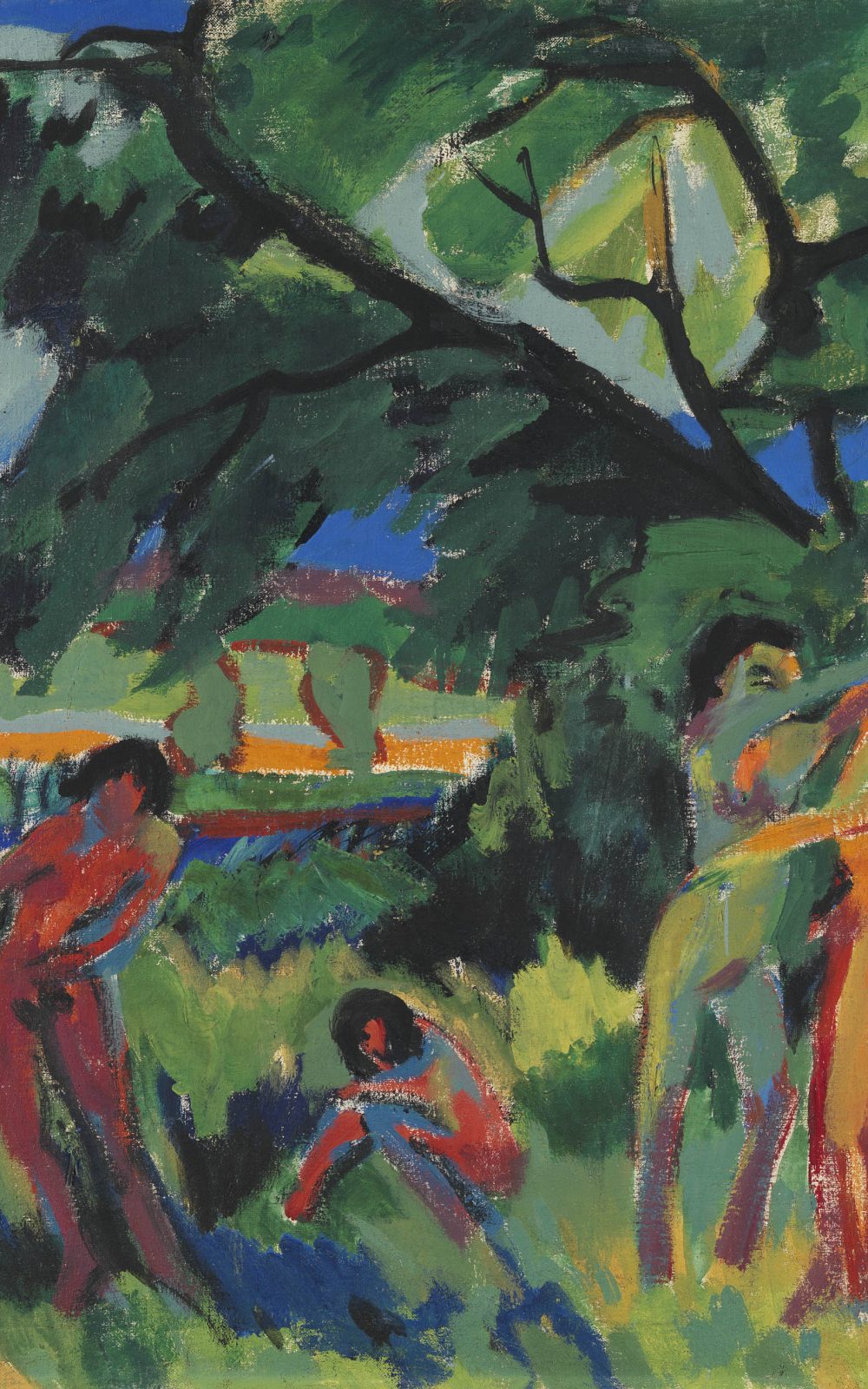 Ernst Ludwig Kirchner, Spielende nackte Menschen unter Baum