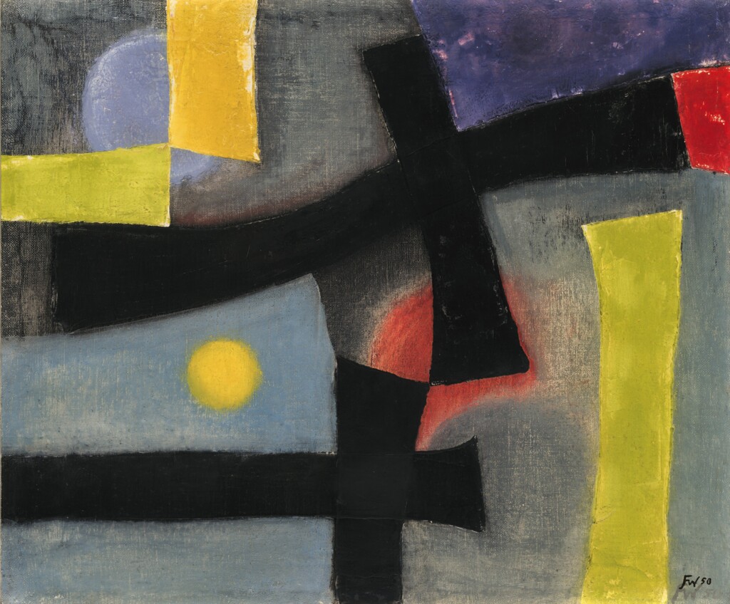 Ausstellungsstück Sammlung Moderne Kunst Bayerische Staatsgemäldesammlungen,Fritz Winter, Schwarze Kreuze, 1950