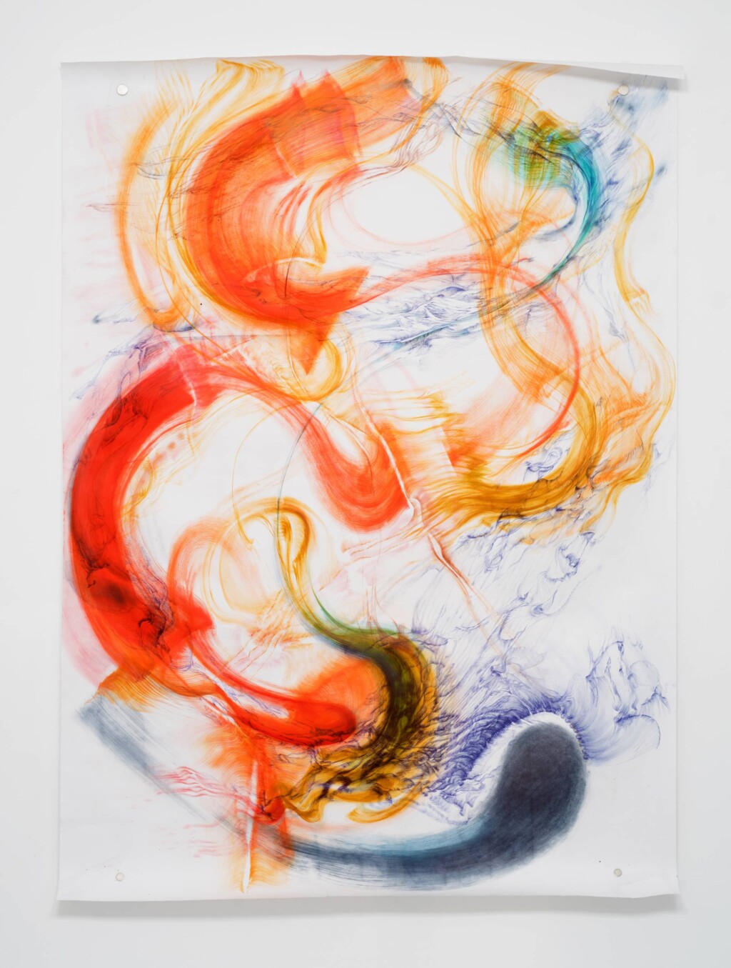 Maria VMier, Companion in Doubt and in Failure (INDIGO), 2021, Tusche, Pigment und Gummi Arabicum auf Papier, 277 x 196 cm​, 2022 mit Mitteln der Written Art Collection für die Bayerischen Staatsgemäldesammlungen erworben, Foto: Galerie Christine Mayer, © Maria VMier