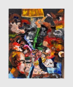 Dana Schutz, Eaters, 2025, Monotypie mit Handmalerei in Gouache auf Papier, 126,7 x 101 cm, Courtesy the artist, Two Palms, Contemporary Fine Arts, Berlin – Basel, and David Zwirner, Foto: Stephen Arnold