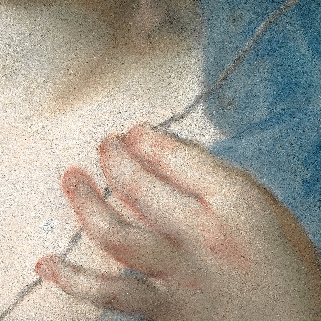 🧵 Hat hier jemand den Faden verloren? Das Pastell „Die Parze Klotho” von Rosalba Carriera…